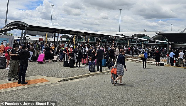 Hundreds of would-be passengers were left milling around outside Perth Airport after a sprinkler failure caused a terminal to be evacuated