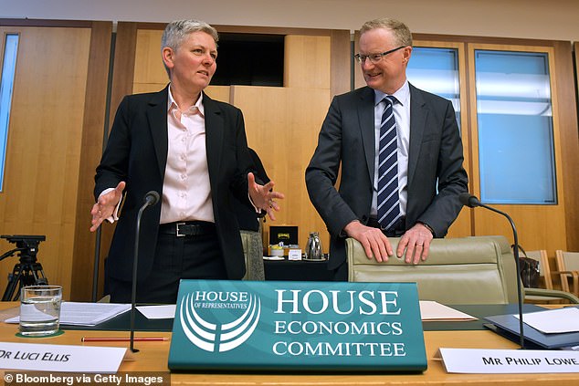 Luci Ellis was until last month an assistant governor of the RBA, responsible for economic policy (she is pictured left in 2020 with former Reserve Bank governor Philip Lowe)