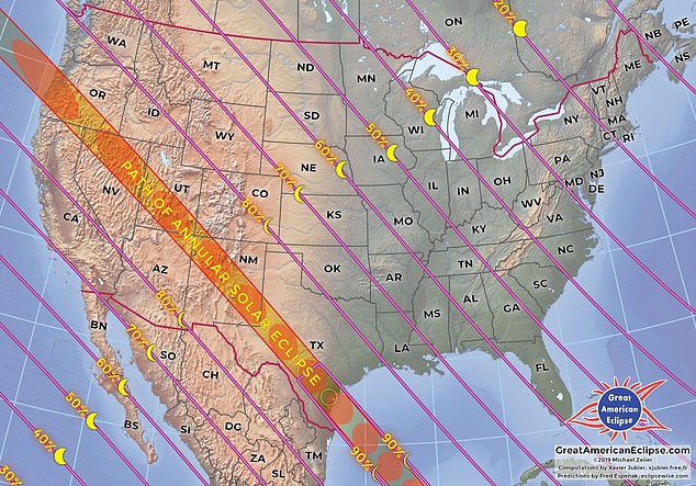 About eight US states will be in the path of the 2023 annular solar eclipse: Oregon, Arizona, Utah, New Mexico and Texas