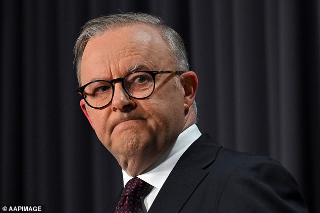 Prime Minister Anthony Albanese (pictured) was praised in the draft letter, which also thanked Australians who voted 'yes'