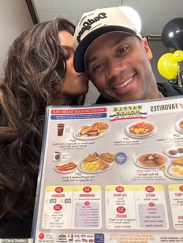 What a great gift: if he wanted to, he would!  Russell Wilson surprised his wife Ciara with an incredible birthday present: he rented out an entire Waffle House restaurant for her