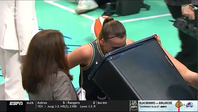 NY Liberty guard Sabrina Ionescu threw up on the sideline during Game 4 of the WNBA Finals