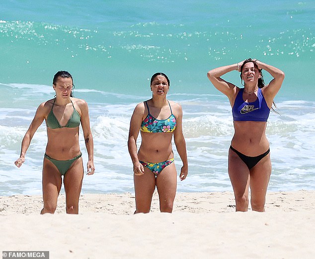 The Matildas headed to the beach on Monday and took a well-deserved break from training