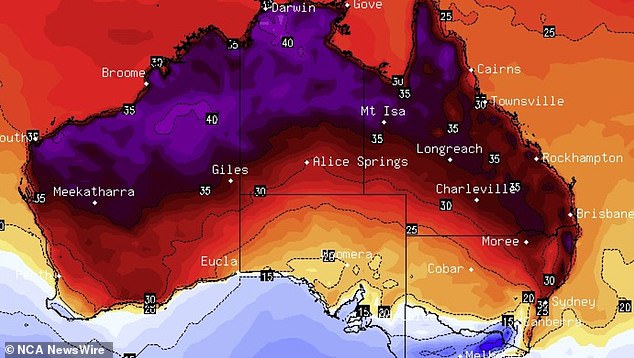 Temperatures are forecast to rise above 30 degrees in the south-east over the next week, and as high as 42 degrees in the Northern Territory and Western Australia.  Image: BSCH