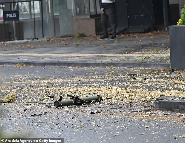 A rocket launcher was seen on the road outside the Ministry of Interior building