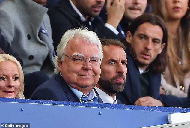 The football director sat next to England coach Gareth Southgate at Goodison Park in May 2022