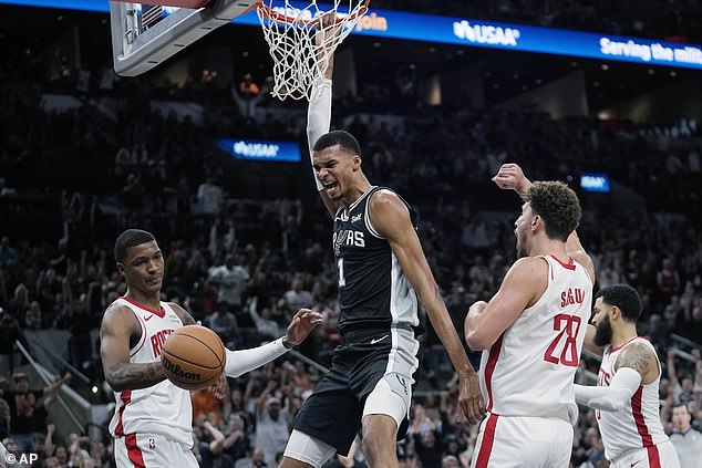 Victor Wembanyama, 22, had 21 points and 12 rebounds in San Antonio's 126-22 win Friday