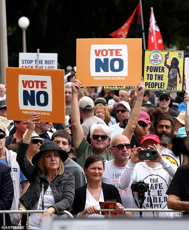 Australians against the Voice protest before the referendum