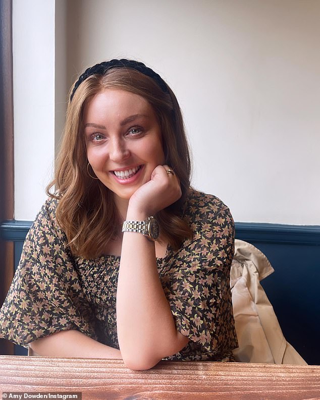 Treat: Amy Dowden, 33, enjoyed a sweet date with her husband Ben on Wednesday as she debuted a new wig after shaving off her hair due to her cancer diagnosis