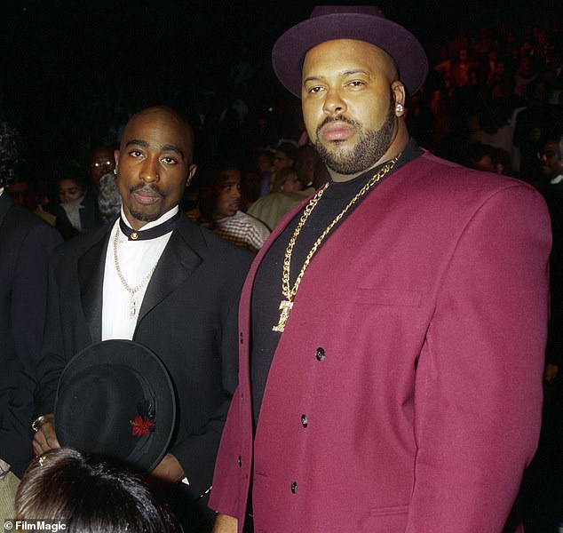 Pictured: Tupac Shakur and Marion Suge Knight.  Knight, the 58-year-old co-founder of Death Row Records, said he believes police arrested the wrong man for Tupac's murder and stated he would not appear in court.