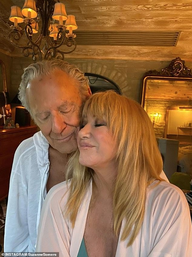 Latest photo: Suzanne Somers looked very much in love in the last photo she shared of her and husband Alan Hamel, 87, two months before her death on Sunday