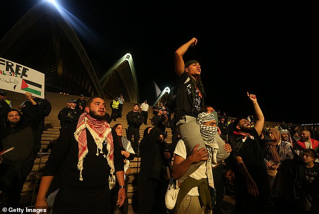 There has been a dramatic twist to Monday night's pro-Palestine rally (pictured) at the Sydney Opera House after it was revealed the protest was completely illegal