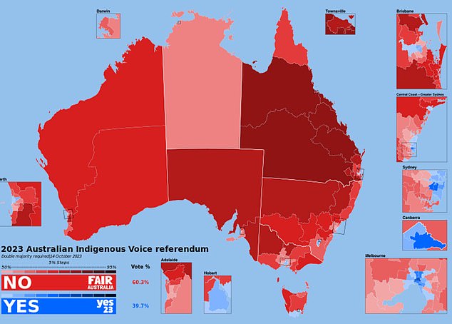 Perth, an inner-city Labor seat, was the only one in Western Australia to back the Voice with a 55.9 percent yes vote.  The rest of the mining-rich state voted no, by a landslide.  63.8 percent rejected the proposed constitutional change after Labor Roger Cook was forced to abandon his predecessor's disastrous Aboriginal heritage laws.