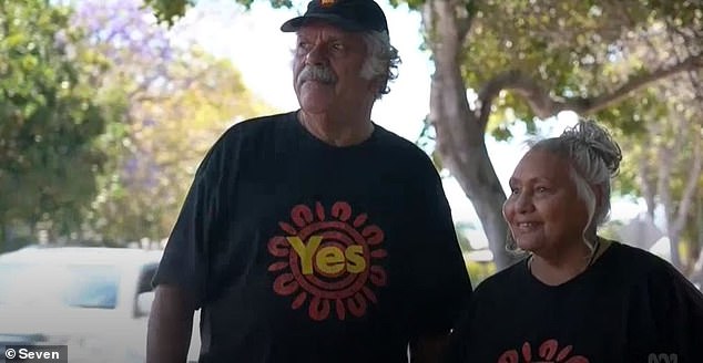 Indigenous elders Valentine Brown and Rhonda Collard-Spratt from Ipswich, near Brisbane, say they were told they could not wear Yes shirts to the polling station.