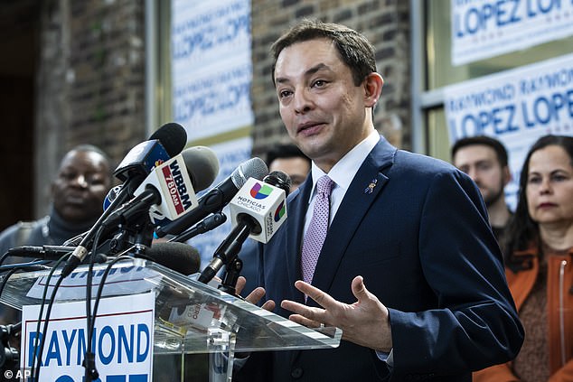 Ald.  Raymond Lopez (15th) announces he will run for mayor of Chicago in 2023, during a press conference on April 6, 2022. Lopez has criticized rising crime in the city