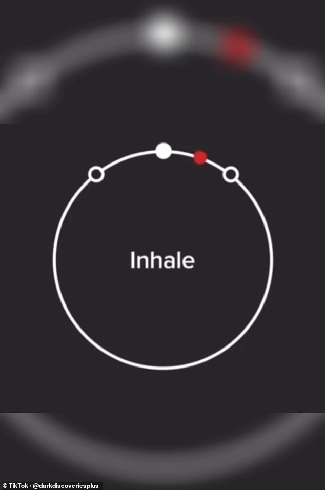 The user is supposed to inhale deeply for about four seconds before holding their breath for the time it takes for the dot to move clockwise to the other side for the 'exhale'.