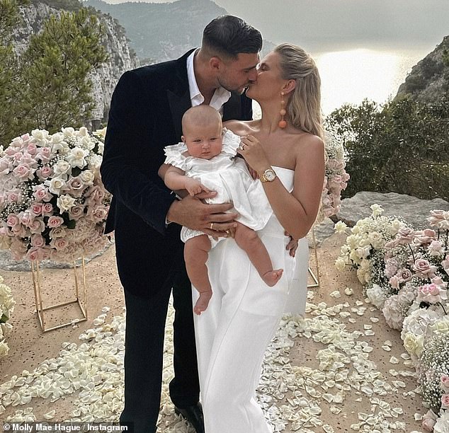 Fair enough: The boxer, 24, said in a candid new interview that Instagram is 'not really his thing' as he spoke about the downsides of being able to constantly compare yourself to others' lives online (seen with Molly and daughter Bambi)