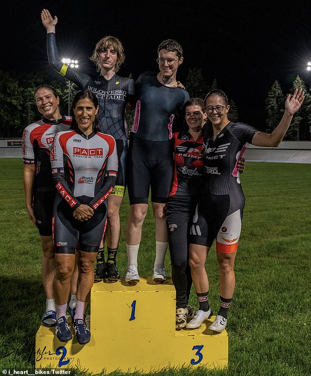 Williamson and Johnson stand atop the podium in August after winning the Illinois State Women's Championship