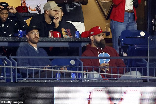 Travis Kelce and his brother Jason were among a rowdy crowd at Citizens Bank Park