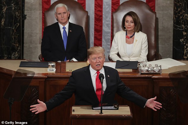 Trump addresses the chamber of the U.S. House of Representatives and delivers his State of the Union address in February 2019