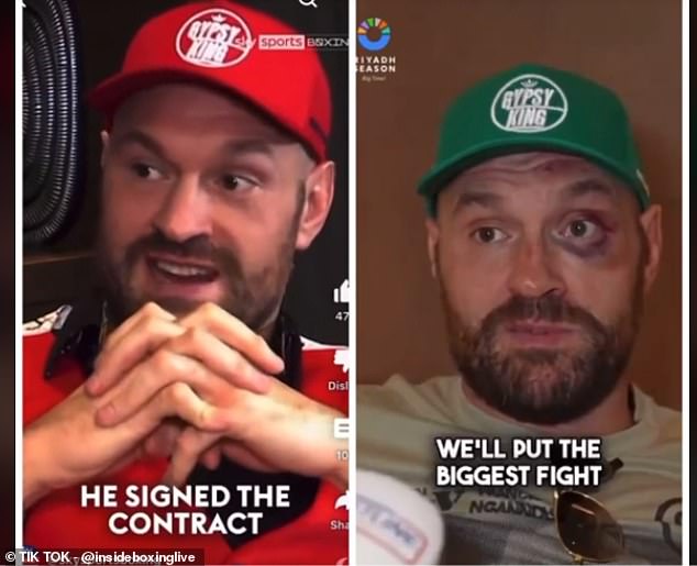 A TikTok account juxtaposed Fury's pre- and post-fight interview against Ngannou, with the Gypsy King's behavior noticeably different