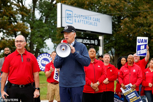 President Joe Biden supported striking workers at a picket in Michigan in September as he urged them to 