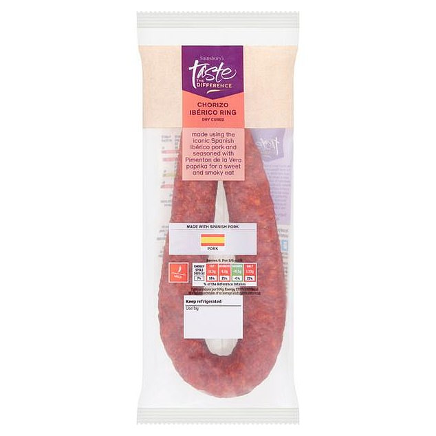 Food safety watchdogs have placed a 'do not eat' warning on the supermarket's Taste the Difference Spanish Chorizo ​​Iberico Ring.  'Some' batches of salted meat, costing £3.25, are feared to be contaminated with listeria