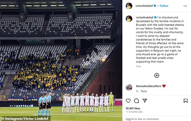 Lindelof expressed his condolences to the families of the victims in an Instagram post on Tuesday