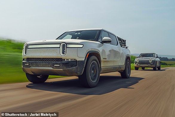 A Melbourne man who wanted to invest in the initial public offering of electric car maker Rivian was scammed out of $44,000.  Shown are Rivian vehicles