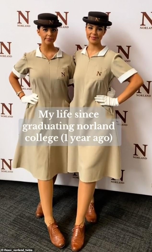 Two unnamed twin sisters (pictured), who graduated from the prestigious Norwood College in Bath last year, have unveiled their new luxury lifestyle as travel au pairs