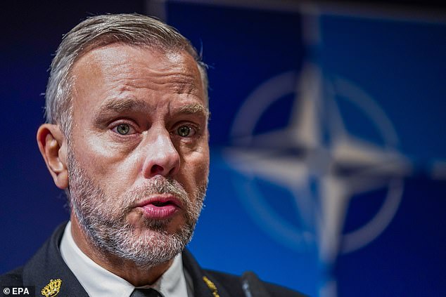 NATO's top military official, Admiral Rob Bauer (pictured), said: 'The bottom of the barrel is now visible'