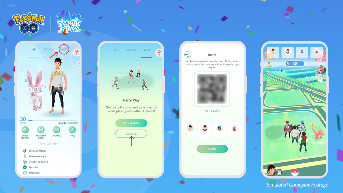 Invites a player to Party Play in Pokémon Go