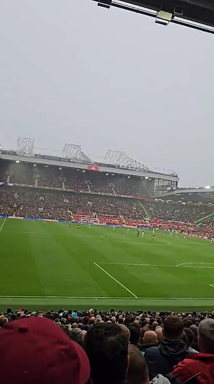 A fan took to social media to complain after Old Trafford's leaky roof left them soaked during Manchester United's defeat to Crystal Palace