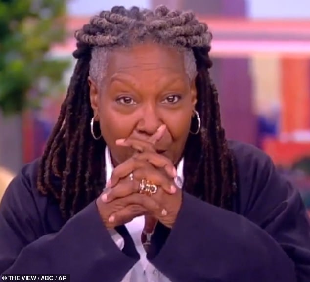 Whoopi Goldberg looked visibly upset as she paid tribute to late Friends actor Matthew Perry during Monday's episode of The View