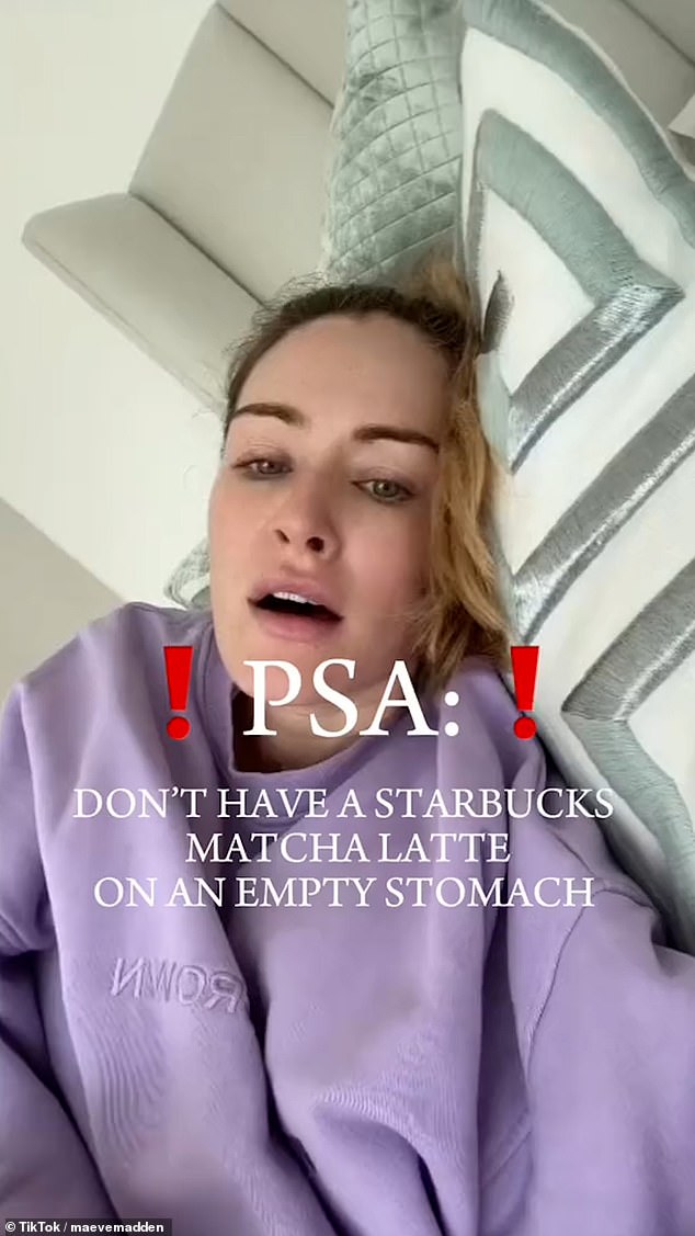 Fitness influencer Maeve Madden, who runs fitness program Queens Don't Quit, revealed on TikTok that she suffered painful stomach aches after drinking a Starbucks matcha latte on an empty stomach