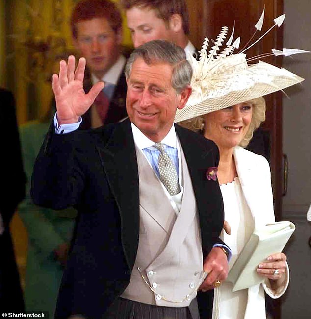 Prince Charles with Camilla, Duchess of Cornwall, left their civil ceremony at the Guildhall, Windsor, in 2005. There was an impressive guest list.  Yet his own mother was missing