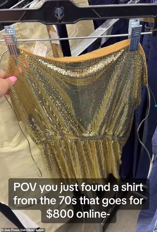 A woman has shared the incredible moment she found out her $6 thrift store purchase online was worth $800 and resembled a top worn by Robin Wright in Forrest Gump