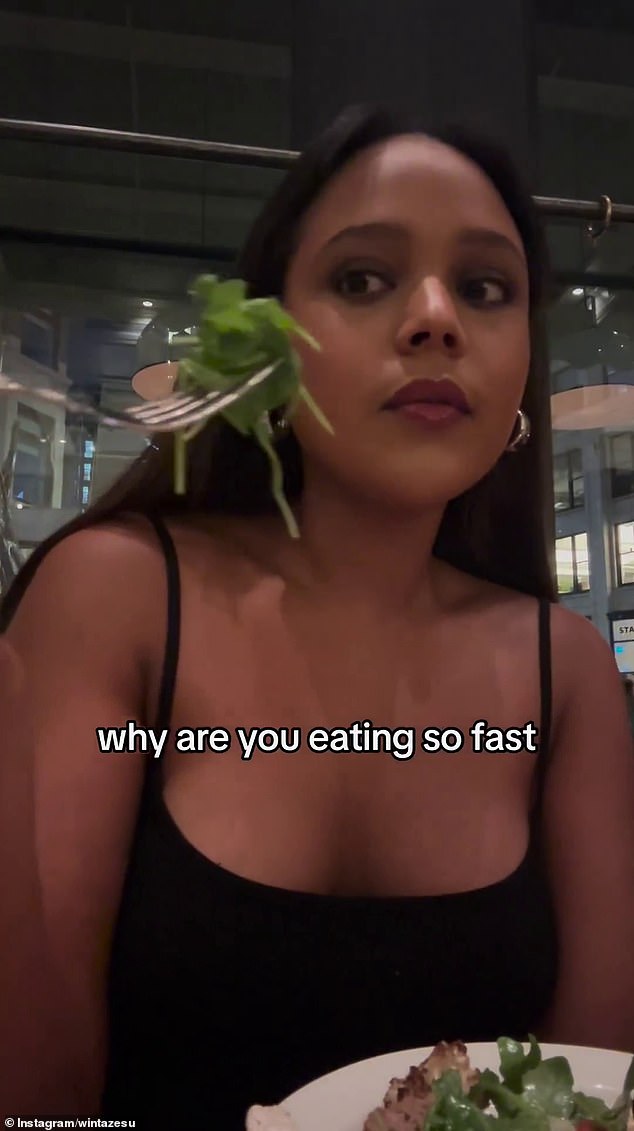 A young woman recorded a very awkward first date where she was told she didn't look good enough for a free meal - and even had to offer to pay