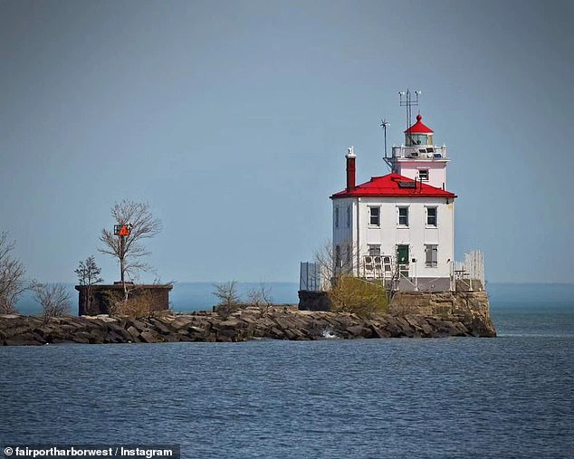 The lighthouse uses solar energy to keep its beam of light burning, but when Sheila got it, there was no electricity in the lighthouse, no plumbing system and no heating.  The photo above is after the renovation