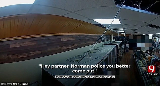 Philip Hickman, 41, went upstairs and fell asleep on crossbeams in the ceiling of a supermarket in Norman, Oklahoma