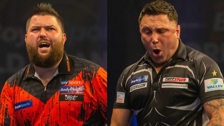 Michael Smith and Gerwyn Price will battle for a place in the final of the World Grand Prix on Saturday