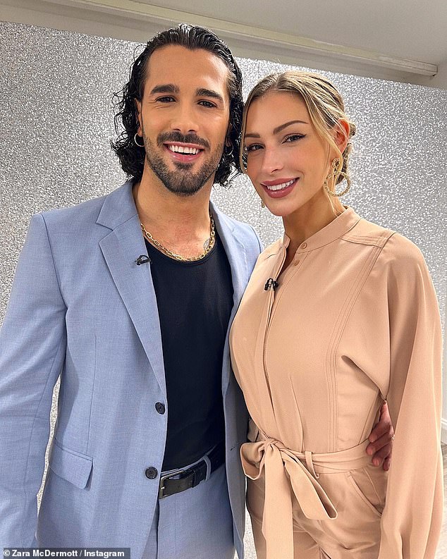 Nervous: The TV personality was joined by her professional partner Graziano Di Prima, 29, as she narrowly discussed how to avoid elimination for the second time during the competition