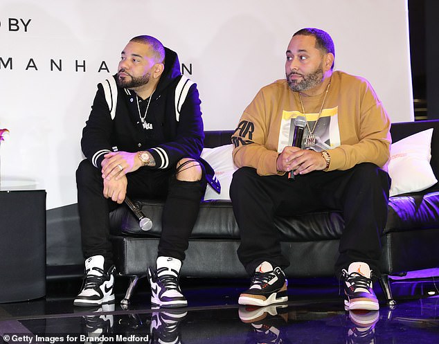 Pina (right) regularly appeared on the popular morning radio show Breakfast Club, hosted by DJ Envy (left) and Charlemagne Tha God
