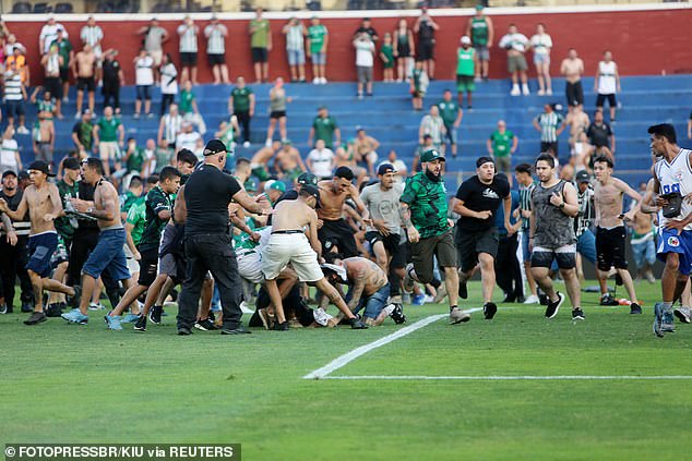 A 100-man brawl broke out between fans after Coritiba scored a last-minute winner against Cruzeiro