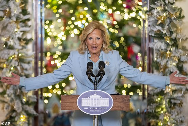 Jill Biden thanked the 300 volunteers who decorated the White House for the holidays