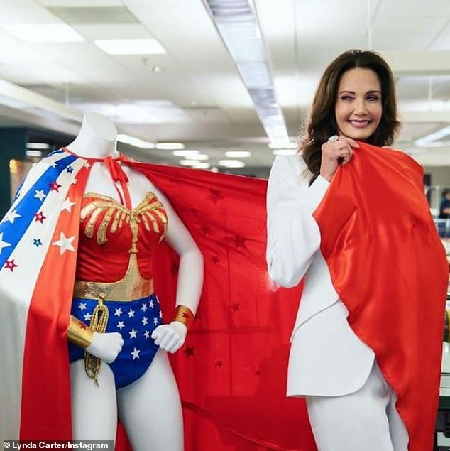 'Happy 100th Anniversary to Warner Brothers!'  The feminist icon was originally created in 1941 by American psychologist and writer William Moulton Marston and artist Harry G. Peter (Lynda Carter pictured on May 25)