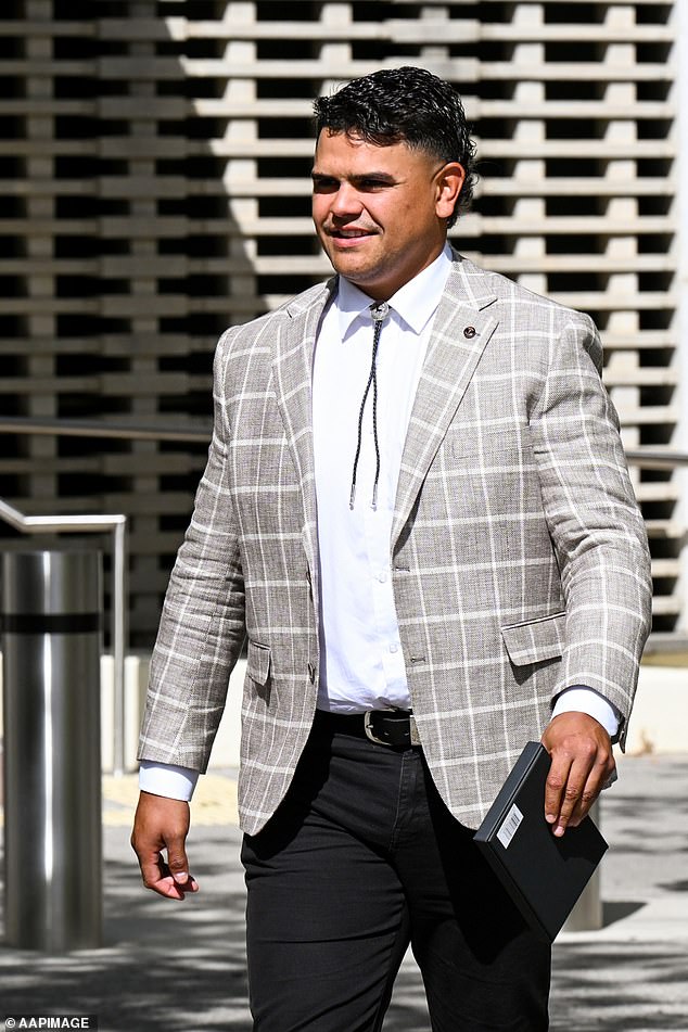 Souths star Mitchell (pictured outside court on Wednesday) was charged with fighting in a public place, affray and resisting a territory official