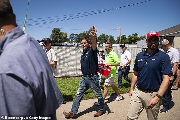 Austin-based bootmaker Graham Ebner looked at what DeSantis wore at the Iowa State Fair and pointed out the unusually high instep, suggesting he may have put a wedge in the heel to make it appear taller.