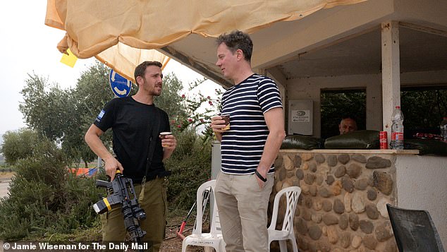 Mr. Goldman and his colleagues offer us coffee in a makeshift bunker at the entrance gate.  The IDF has fortified the area, but the citizen soldiers are under no illusions about the threat they face.  In the absence of the army, civilian militias bore the brunt of Hamas' attack on October 7