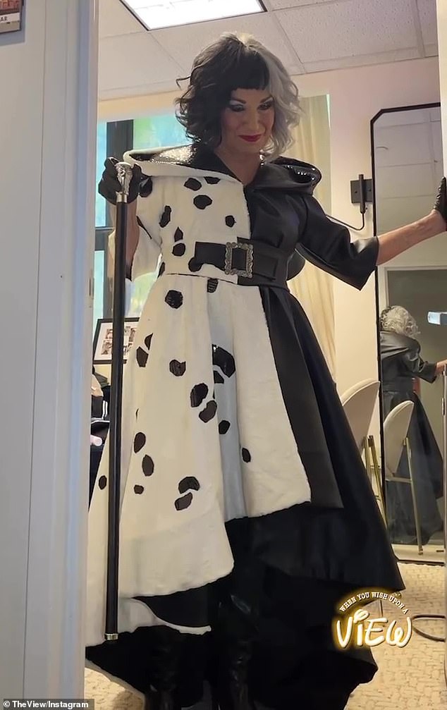 Antagonist: Joy, 81, took part dressed as Cruella de Vil from Cruella